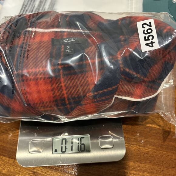 Plaid Pajama Set Womens XL Red Navy Tartan Lounge Button Top & Bottoms Soft Cozy - Picture 11 of 12